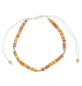 WORLD END IMPORTS CORDED ANKLET MULTICOLOR SEQUINS ADJUSTABLE