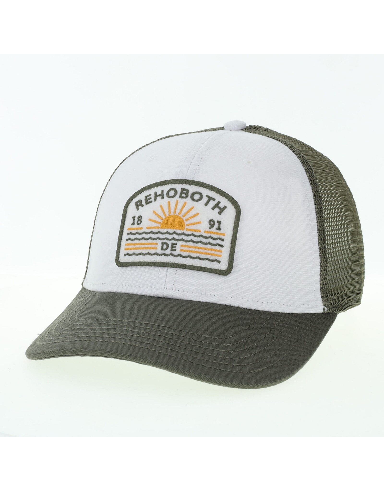 LEGACY ATHLETICS LEGACY LOW PROFILE TRUCKER HAT WHITE/OLIVE SUNRISE