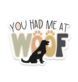 SCENIC ROUTE NOVELTY STICKER HAD ME AT WOOF