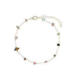 WORLD END IMPORTS GEMSTONE CHAIN ANKLET ADJUSTABLE