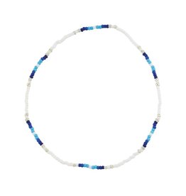 WORLD END IMPORTS STRETCHY BEADED ANKLET OCEAN BLUE ADJUSTABLE