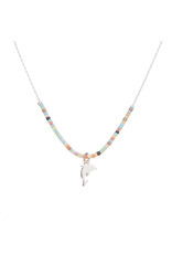 WORLD END IMPORTS SEEDBEAD CHARM CHAIN NECKLACE DOLPHIN ADJUSTABLE