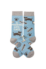 PRIMITIVES BY KATHY PET LOVER SOCKS FREAKING LOVE CATS