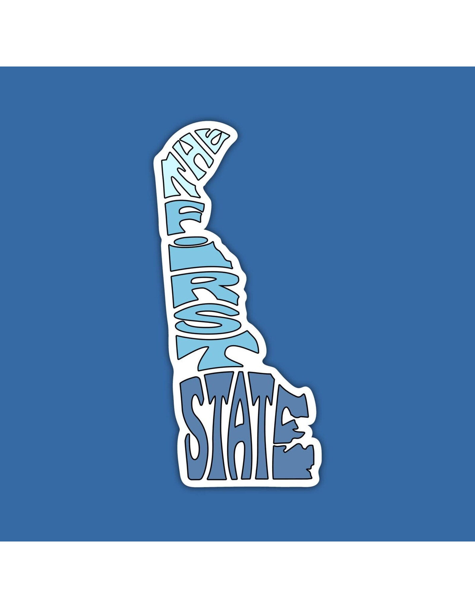 BLUE 84 BEACH STICKER RETRO FIRST STATE BLUE