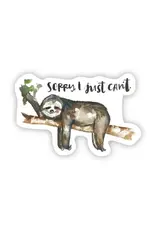 PRAXIS NOVELTY STICKER SORRY I JUST CAN'T SLOTH