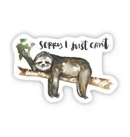 PRAXIS NOVELTY STICKER SORRY I JUST CAN'T SLOTH