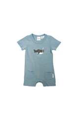EARTH NYMPH FUZZY SHARKY OCEAN BLUE ONESIE