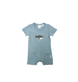 EARTH NYMPH FUZZY SHARKY OCEAN BLUE ONESIE
