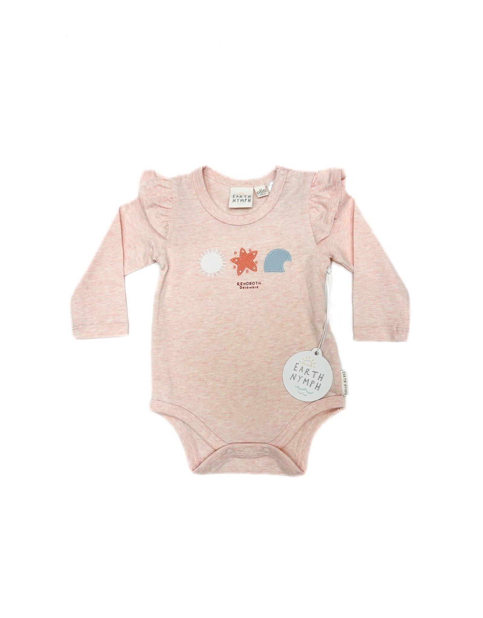EARTH NYMPH SUMMER BEACH CORAL LS ONESIE