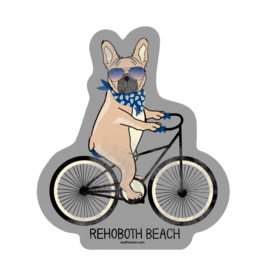 BLUE 84 ACRYLIC MAGNET FRENCH BULLDOG BIKER