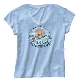 TECHSTYLES WOMENS PIGMENT DYED ABOBE BEACH VNECK SS TEE
