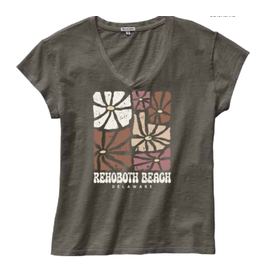 TECHSTYLES PIGMENT DYED FLOWERSHOP VNECK SS TEE