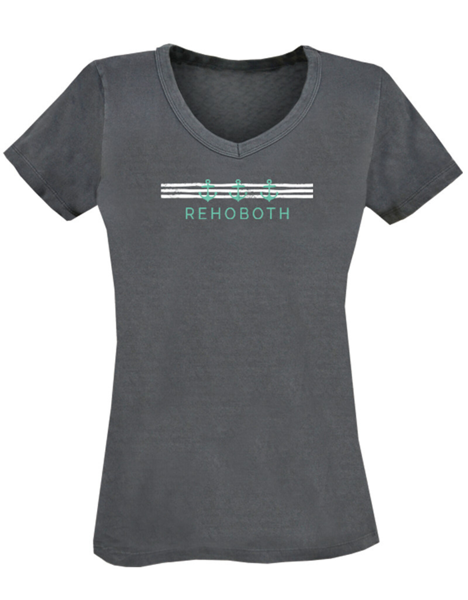 TECHSTYLES WOMENS ANCHOR STRIPE VNECK TEE