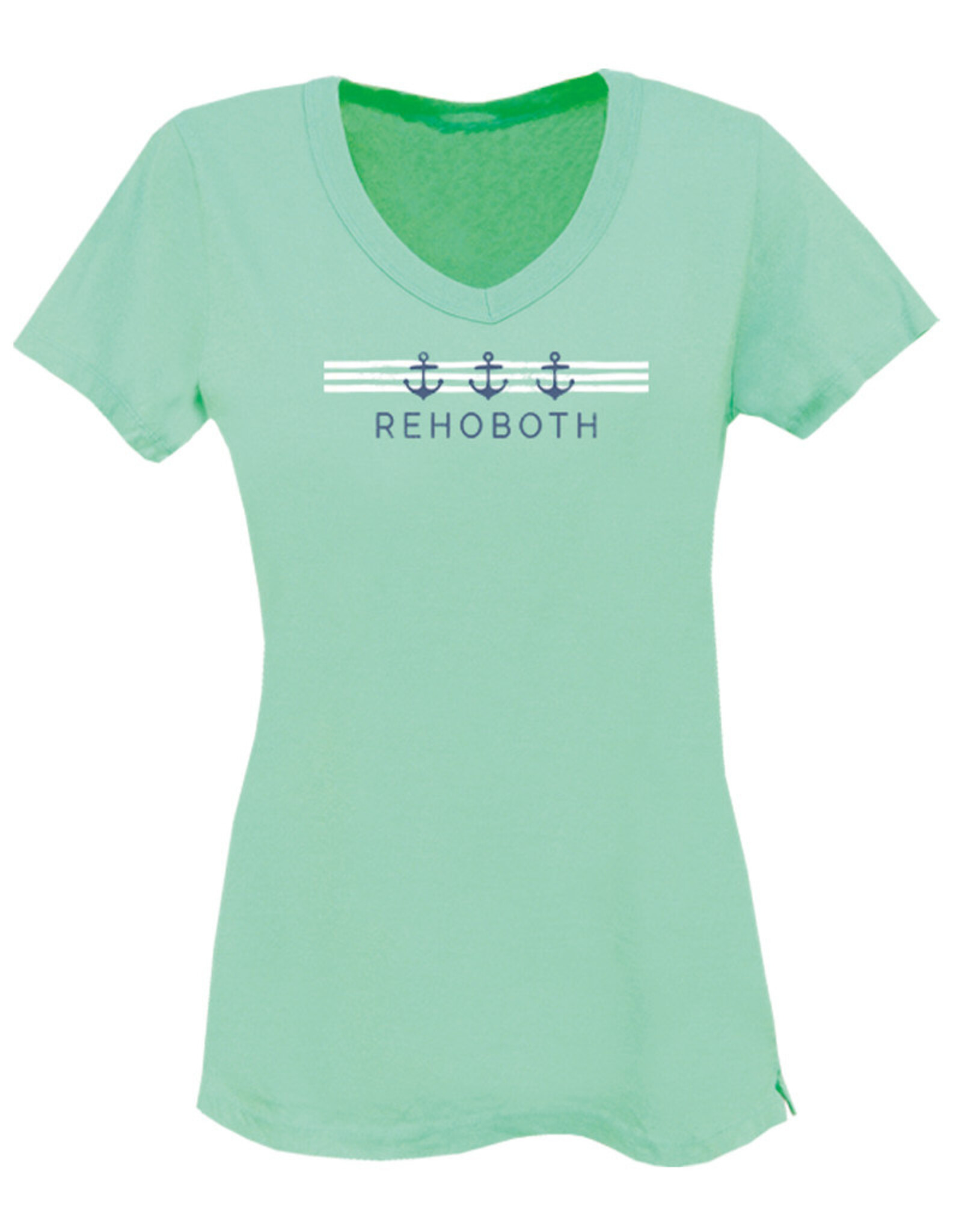 TECHSTYLES WOMENS ANCHOR STRIPE VNECK TEE