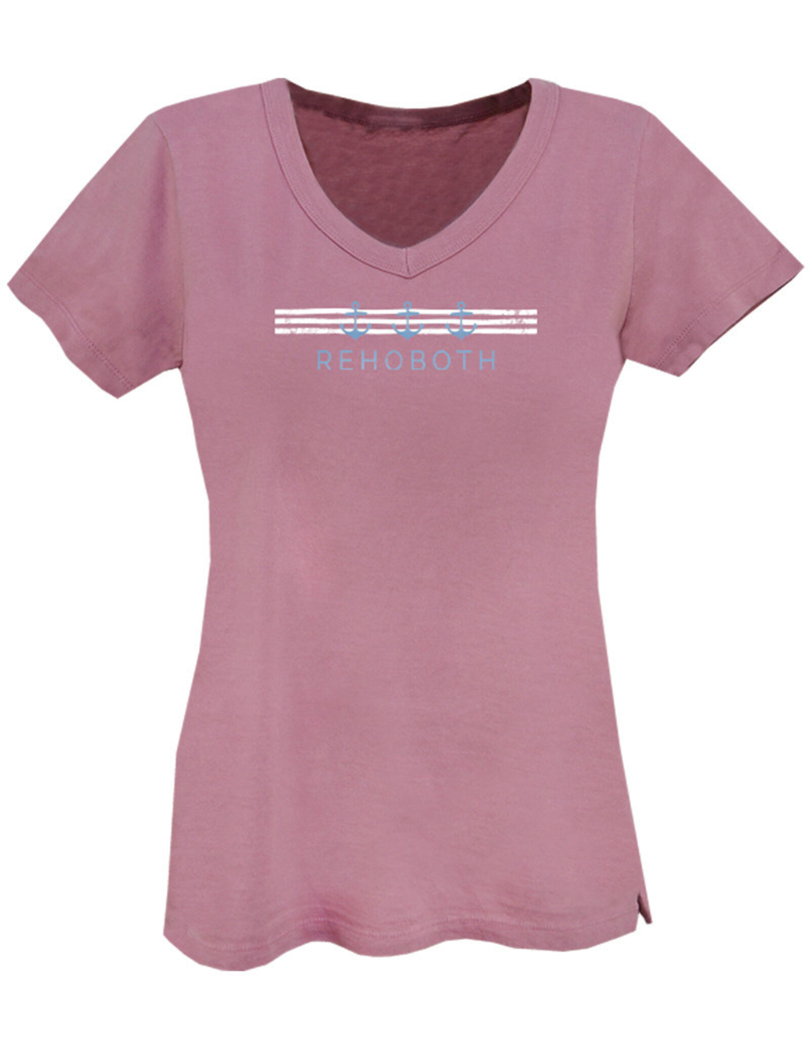 TECHSTYLES WOMENS ANCHOR STRIPE VNECK TEE