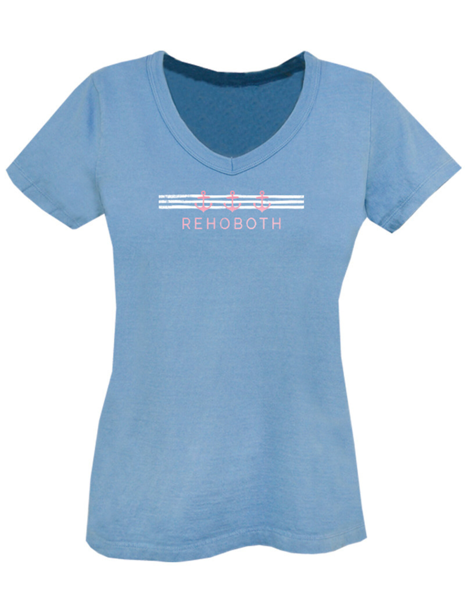 TECHSTYLES WOMENS ANCHOR STRIPE VNECK TEE