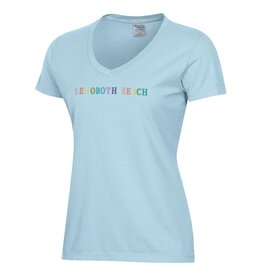 COMFORT WASH WOMENS EMBROIDERED VNECK SS TEE