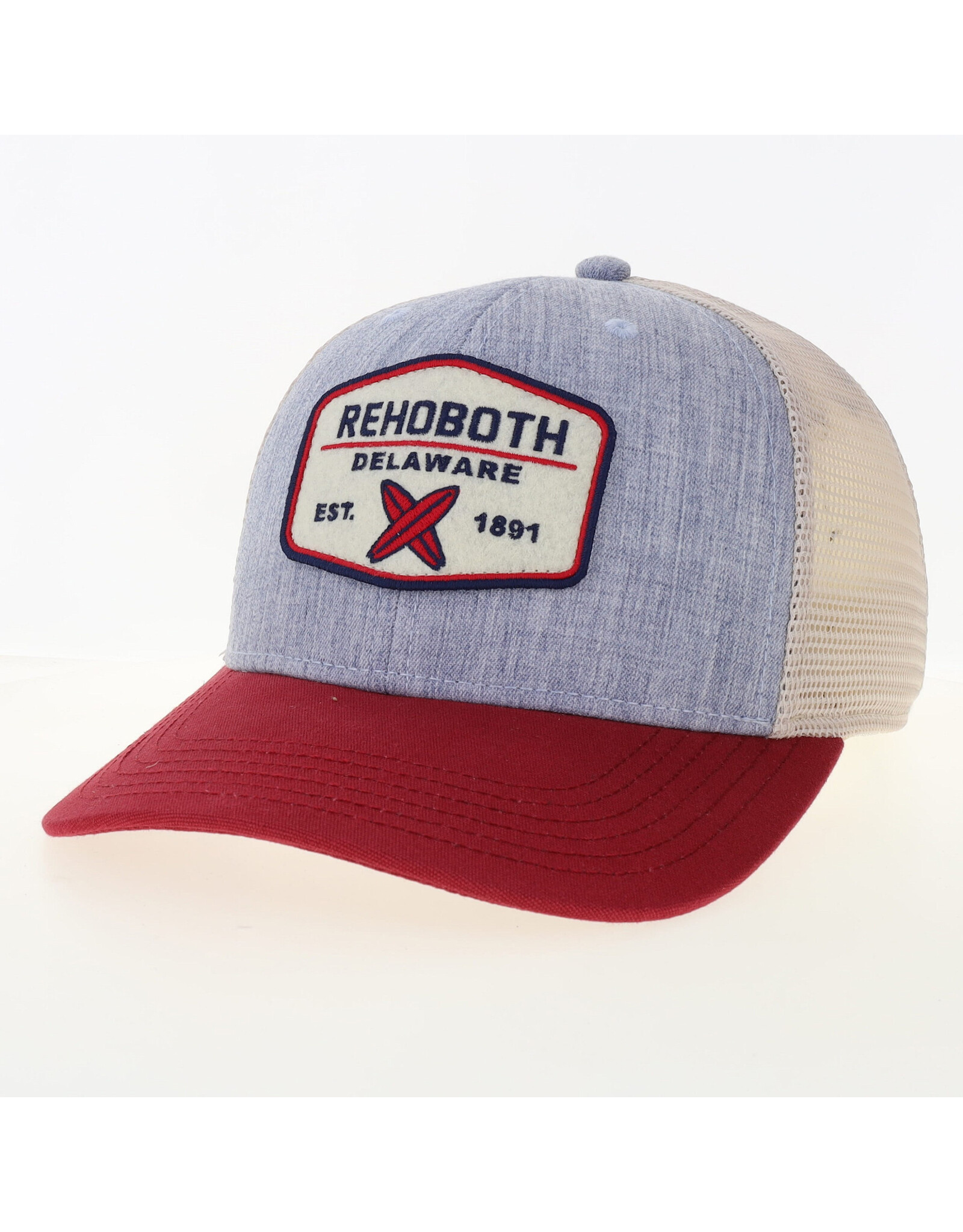 LEGACY ATHLETICS LEGACY MID PROFILE TRUCKER HAT BLUE MELANGE PRACTICE SURF
