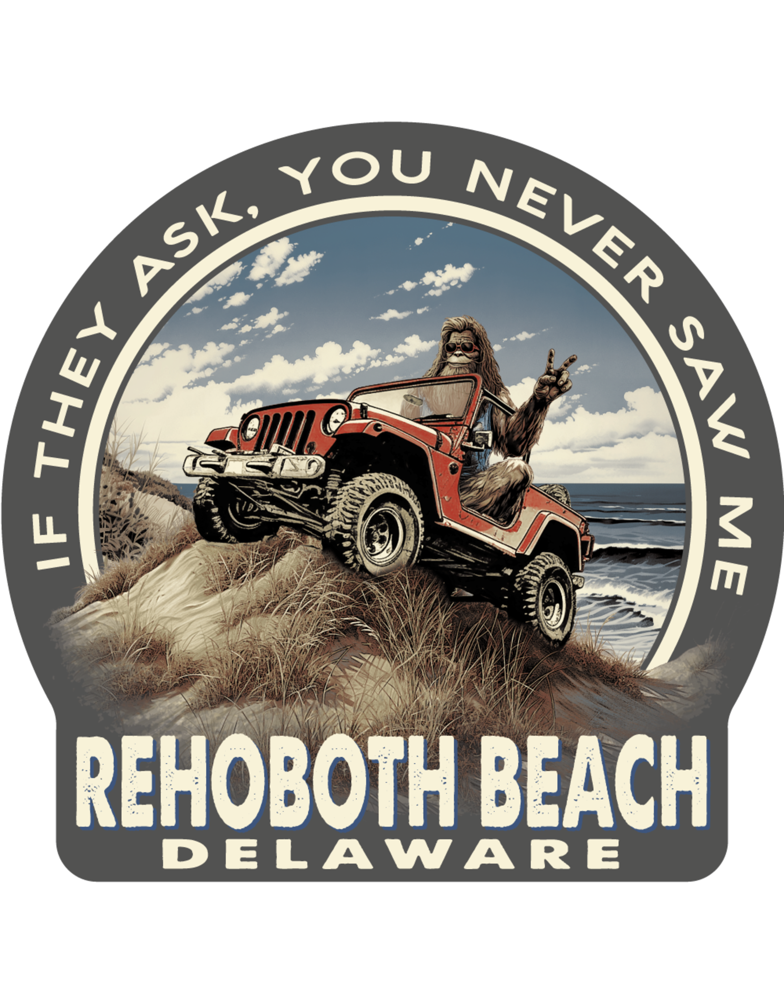 BLUE 84 BEACH STICKER FREELOADING BIGFOOT JEEP