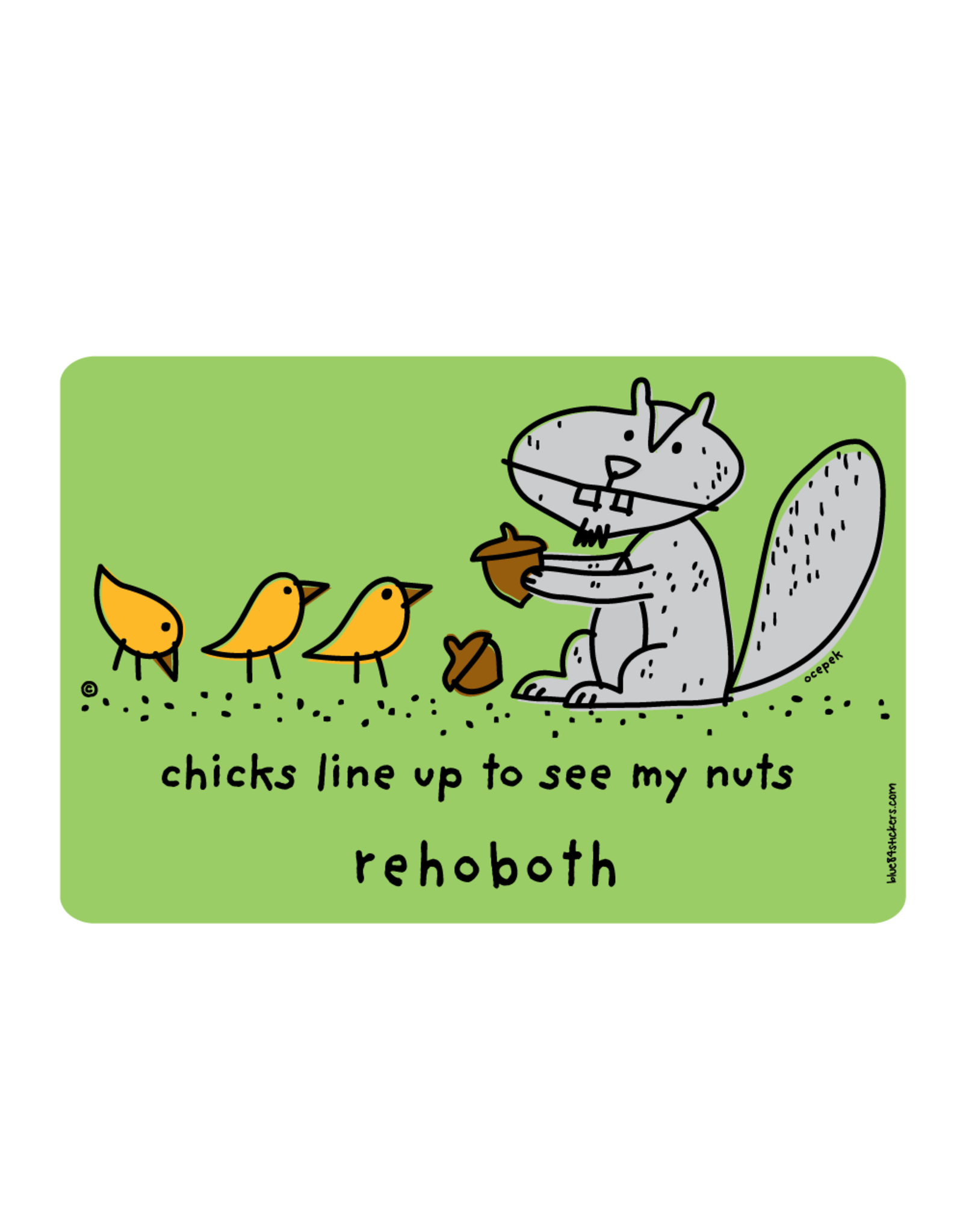 BLUE 84 BEACH STICKER CHICKS LINE UP SQUIRREL