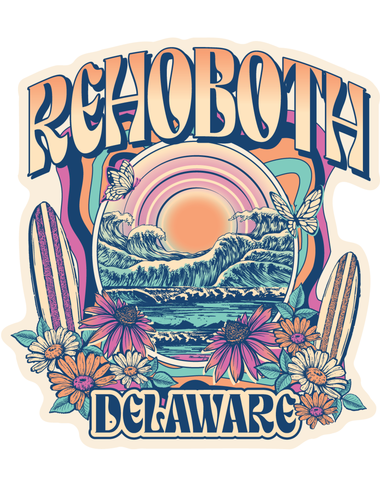 BLUE 84 BEACH STICKER SLANTLER WAVES