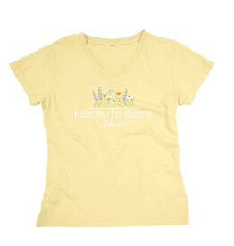 BLUE 84 WOMENS ALL SPICE FLOWER EMB VNECK TEE