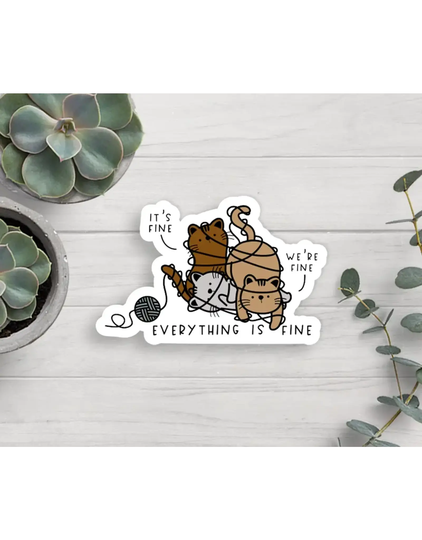 SCENIC ROUTE NOVELTY STICKER EVERYTHING IS FINE CATS