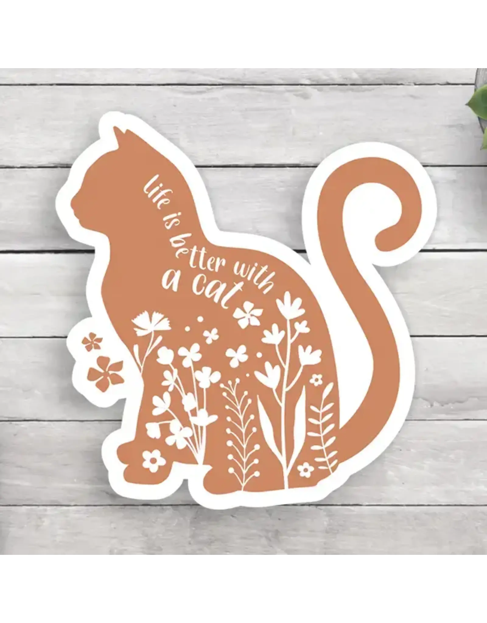 SCENIC ROUTE NOVELTY STICKER LIFE IS BETTER WITH A CAT