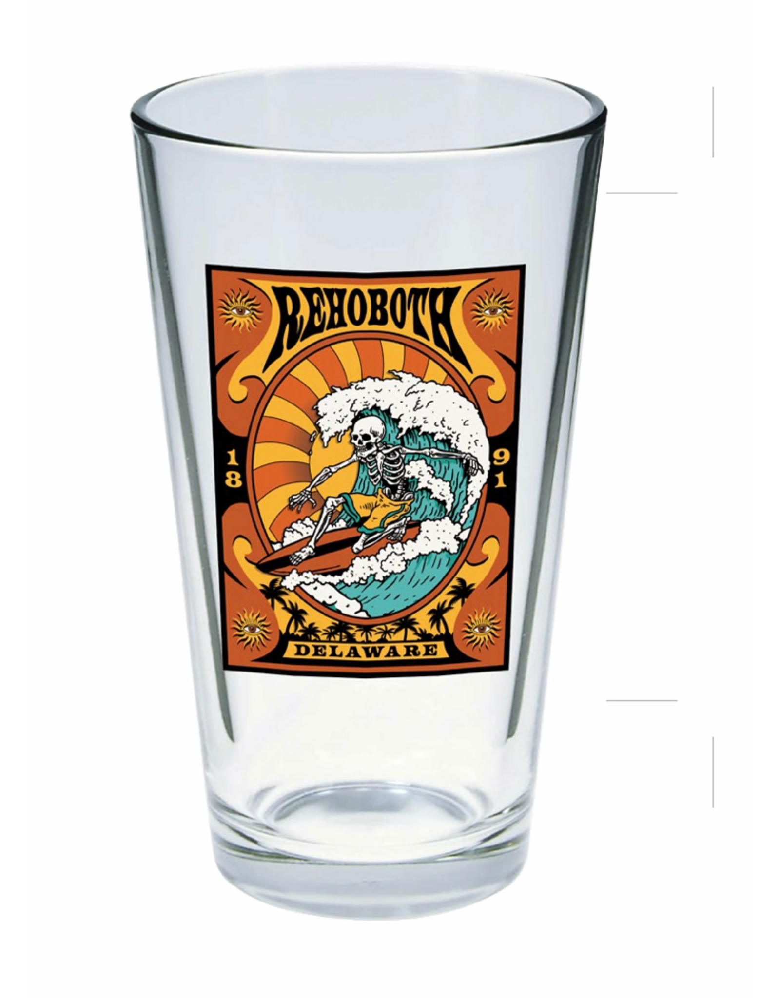 GLASS 16 OZ PINT GLASS UNDEAD SKELETON