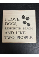 REHOBOTH DOGS AND TWO PEOPLE BLOCK SIGN