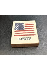 RUSTIC MARLIN LEWES FLAG BLOCK SIGN