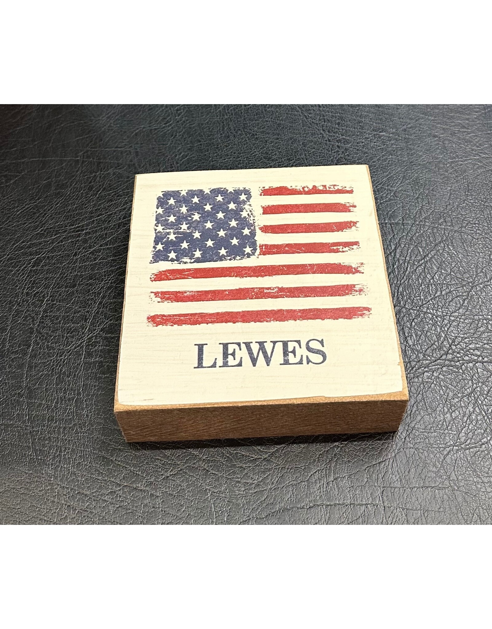 RUSTIC MARLIN LEWES FLAG BLOCK SIGN