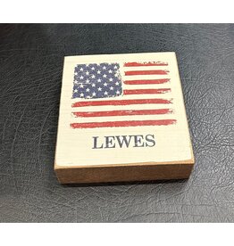 RUSTIC MARLIN LEWES FLAG BLOCK SIGN
