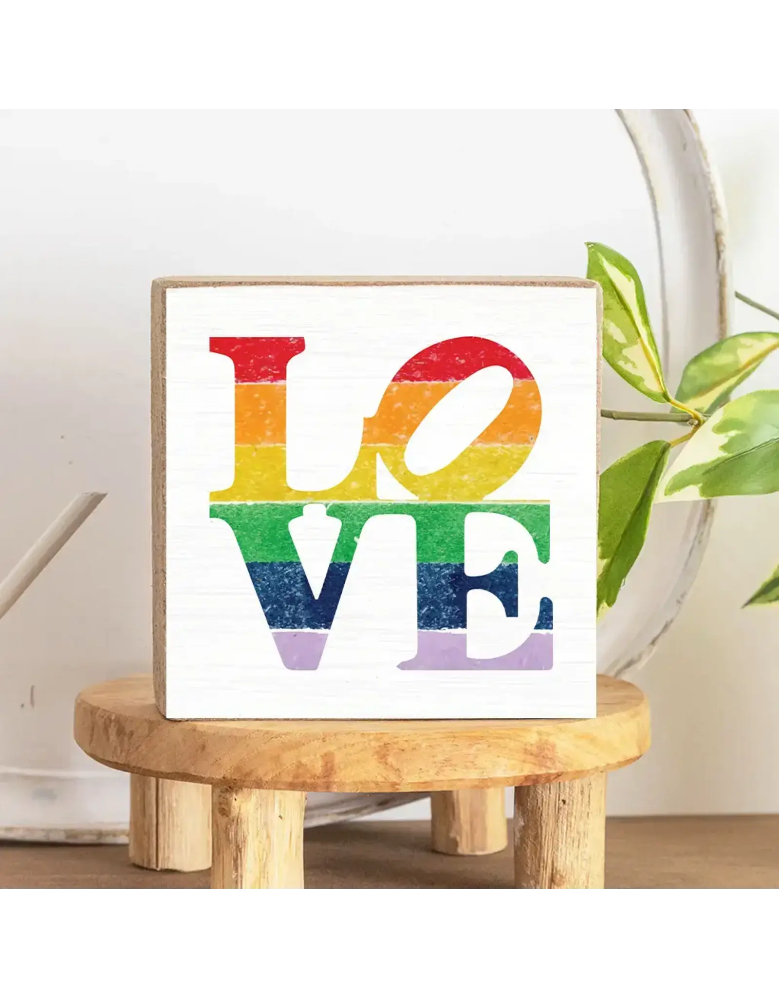 RUSTIC MARLIN LOVE RAINBOW BLOCK SIGN