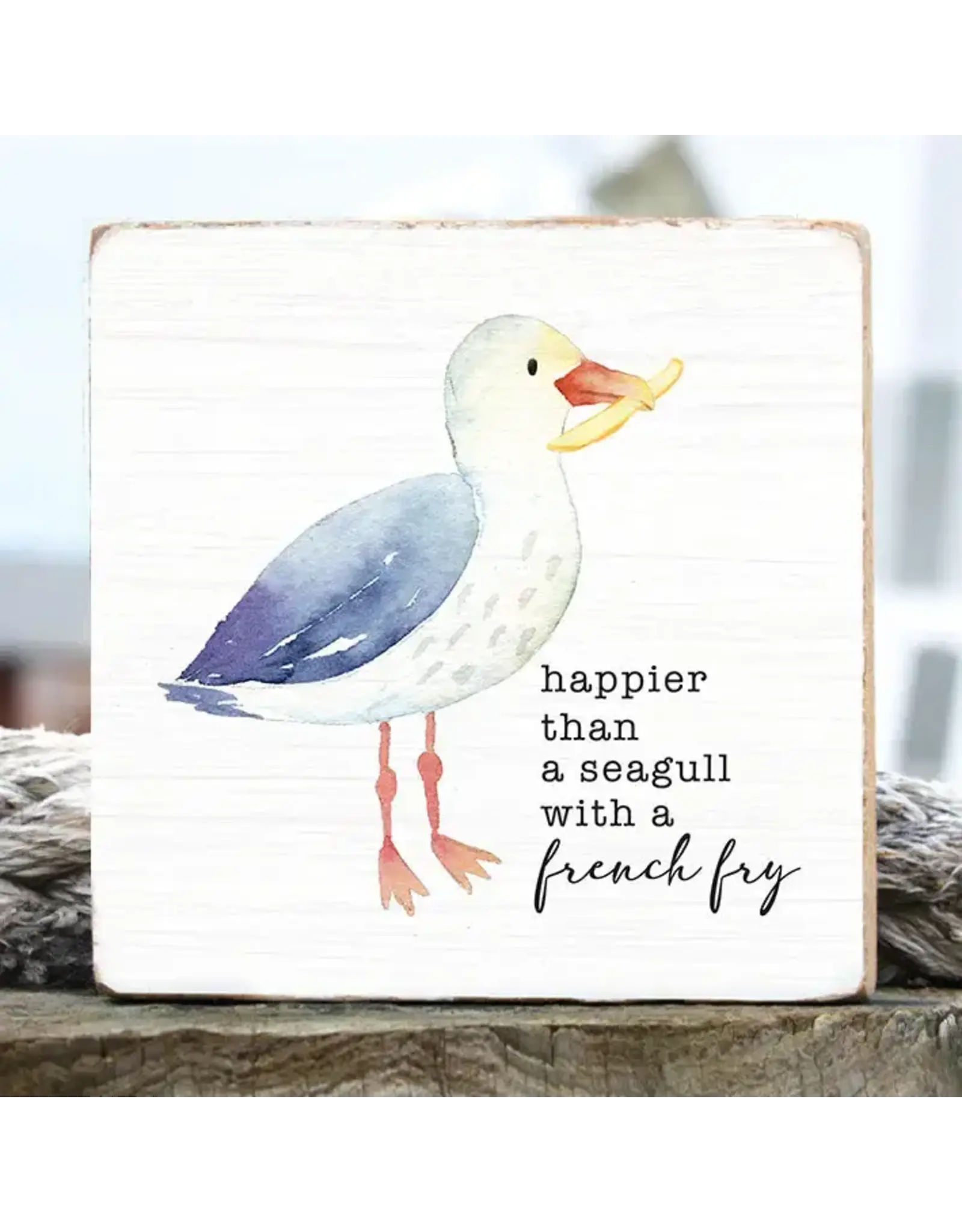 RUSTIC MARLIN HAPPIER THAN A SEAGULL BLOCK SIGN