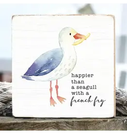 RUSTIC MARLIN HAPPIER THAN A SEAGULL BLOCK SIGN