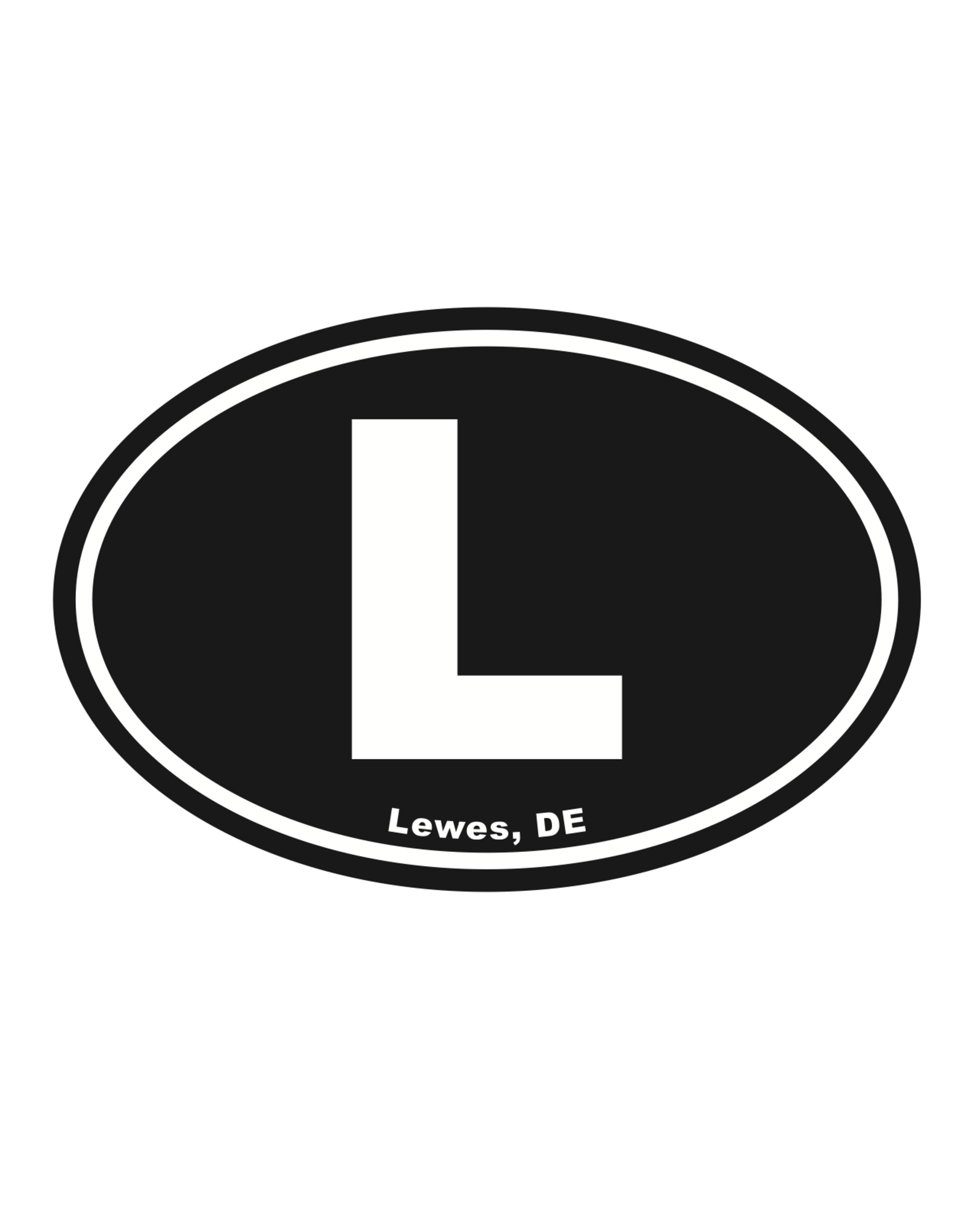 REHOBOTH LIFESTYLE EURO STICKER 5.75 x 3.875 OVAL LEWES BLACK