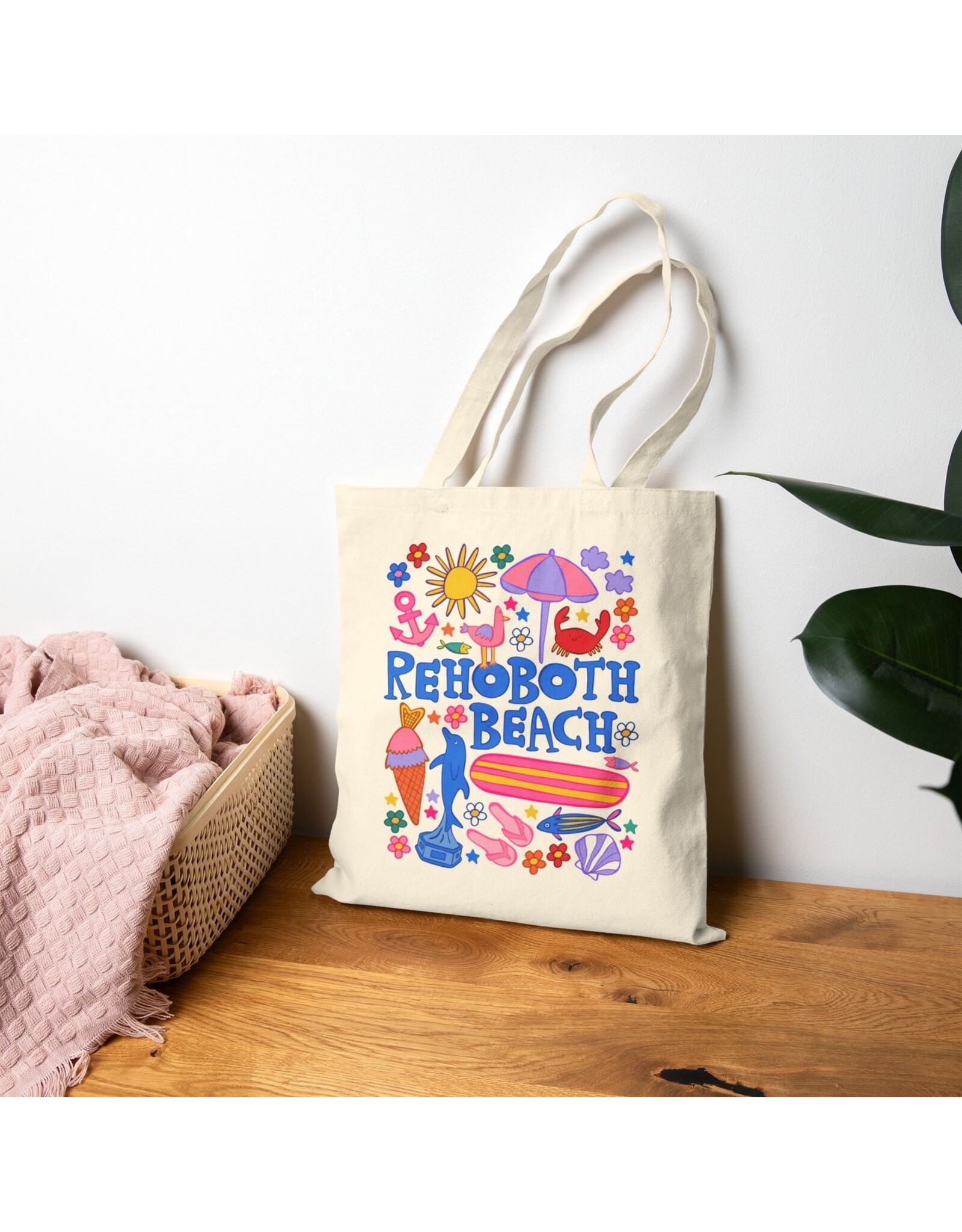 LOLALA BEACH SCRIBBLES CANVAS TOTE BAG