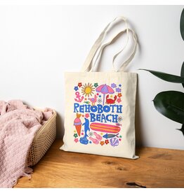 LOLALA BEACH SCRIBBLES CANVAS TOTE BAG