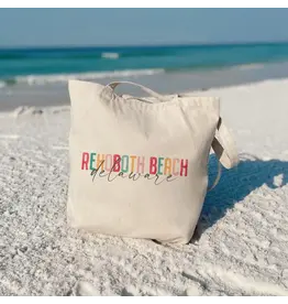 MULTICOLORED TEXT CANVAS TOTE