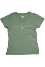 BLUE 84 WOMENS EMBROIDERED SCRIPT TURTLE VNECK TEE