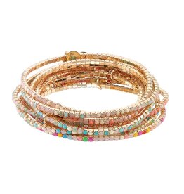 WORLD END IMPORTS STRETCHY BEADED ANKLET TENNIS CRYSTALS ADJUSTABLE