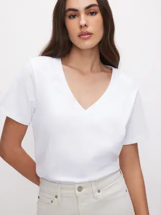 Good American Heritage V-Neck Tee