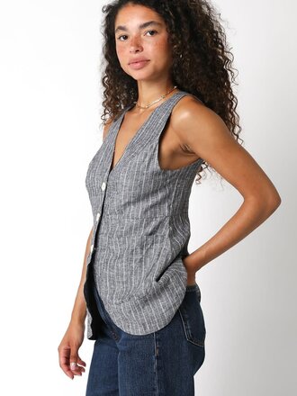 The Denim Bar Brandi Pinstripe Top