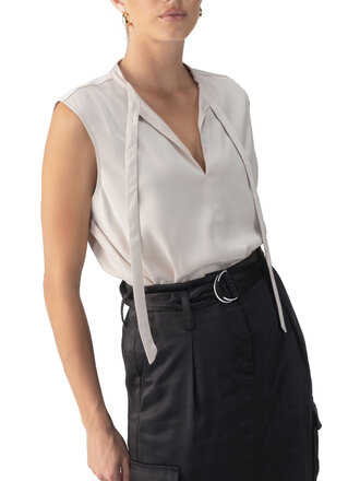 Sanctuary Tie Neck Satin Shell