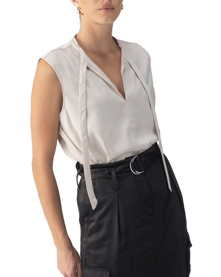 Sanctuary Tie Neck Satin Shell