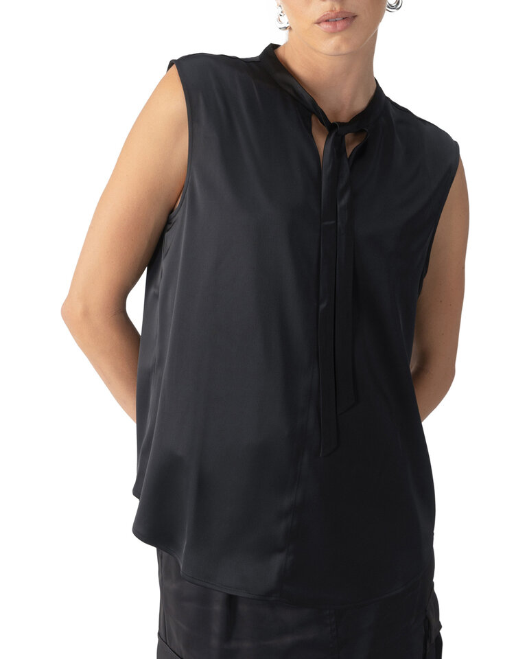 Sanctuary Tie Neck Satin Shell
