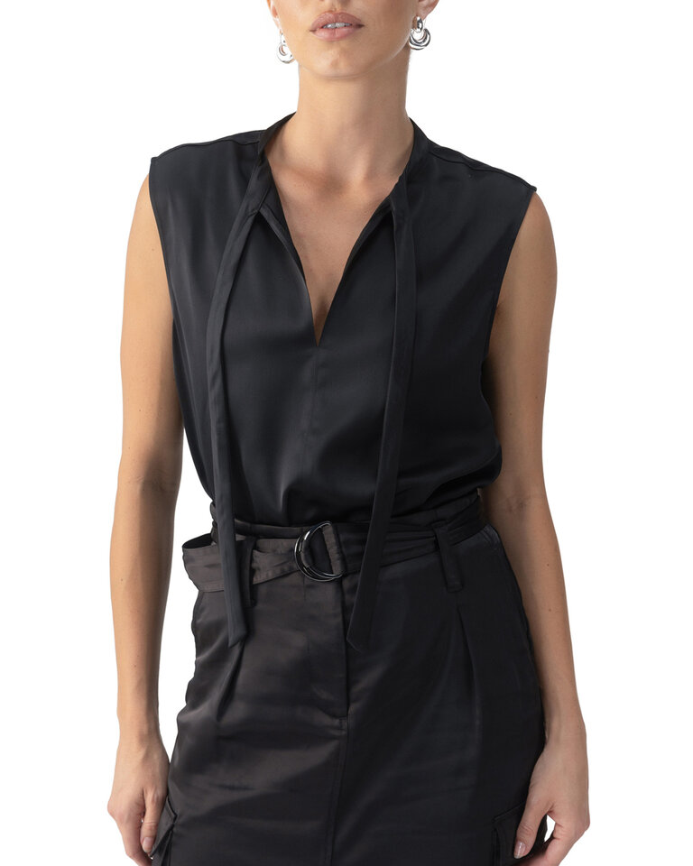 Sanctuary Tie Neck Satin Shell