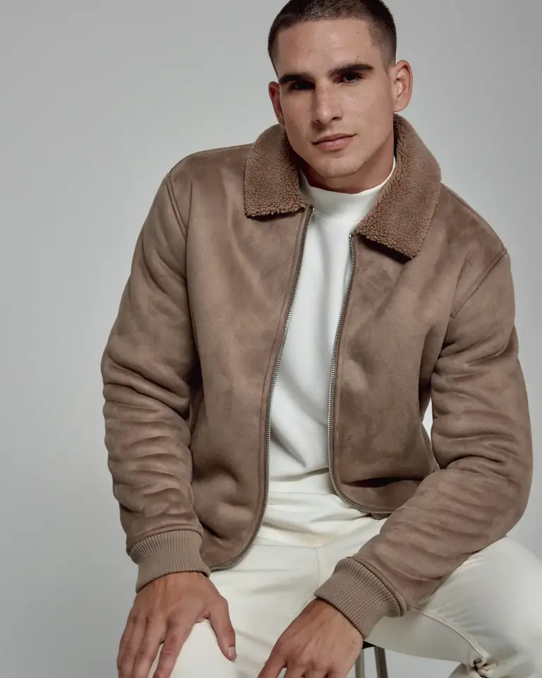 7 Diamonds Evolution Suede Sherpa Bomber Jacket