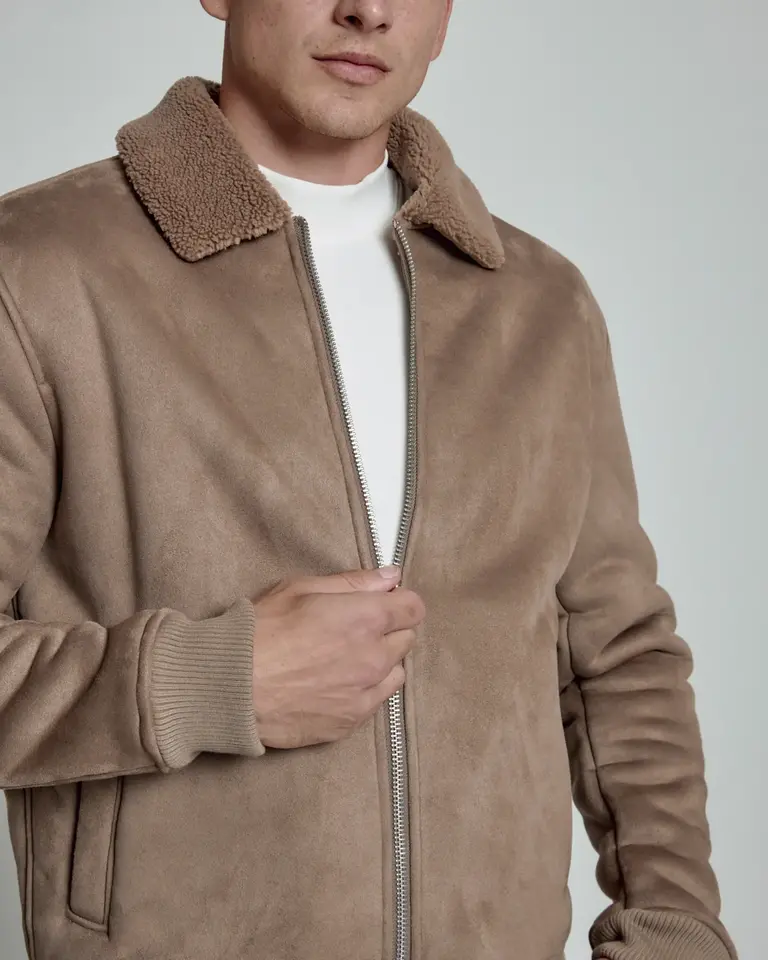 7 Diamonds Evolution Suede Sherpa Bomber Jacket